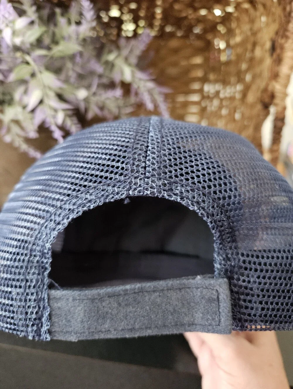 NWOT Sunshine Mixed With A Little Hurricane Distressed Navy Trucker Hat